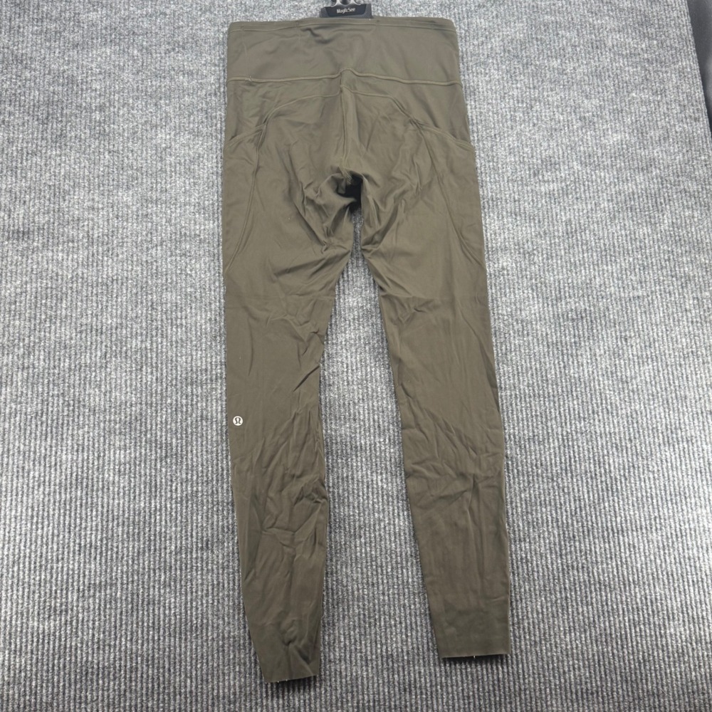 Lululemon Fast and Free Leggings Women 6 Olive Green Excellent Pockets 27 Inseam